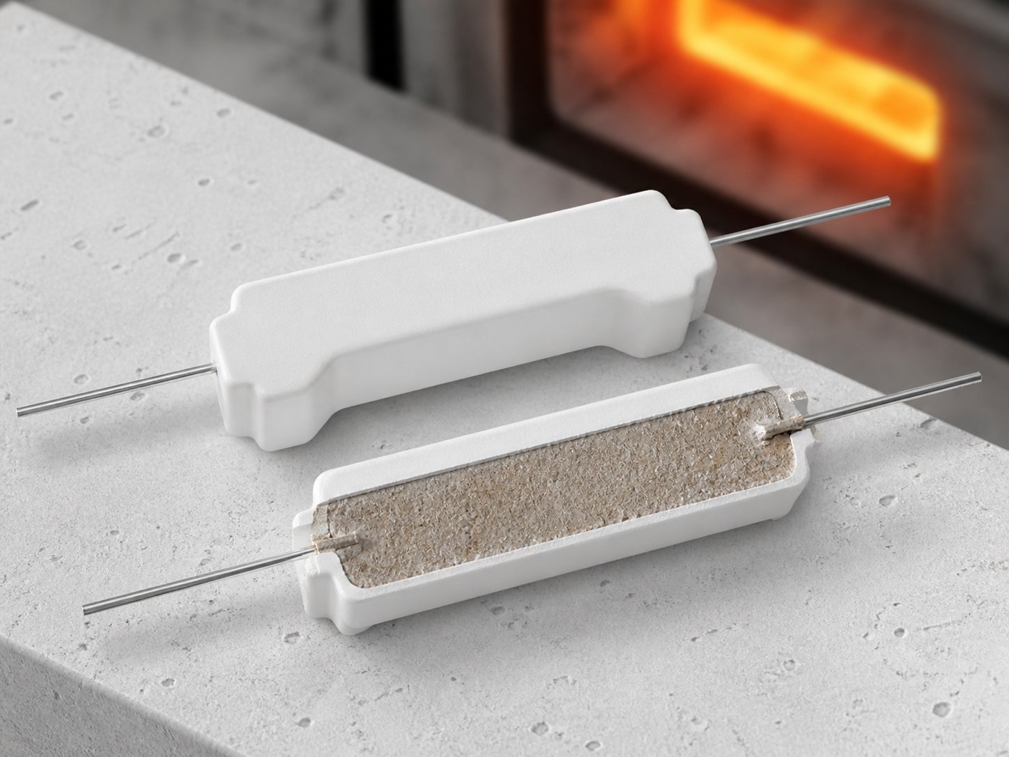 Ceramic enclosure potted with refractory cement