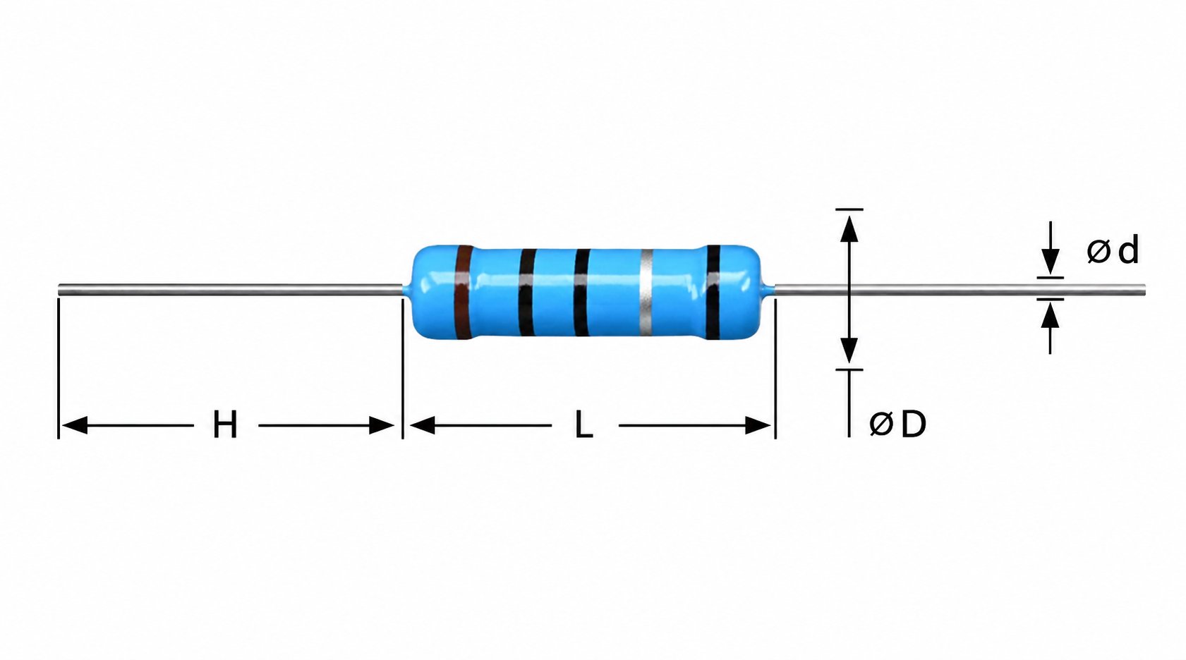 metal film Resistor Metal Film Resistor (Color-Band Precision) — dimensions illustration