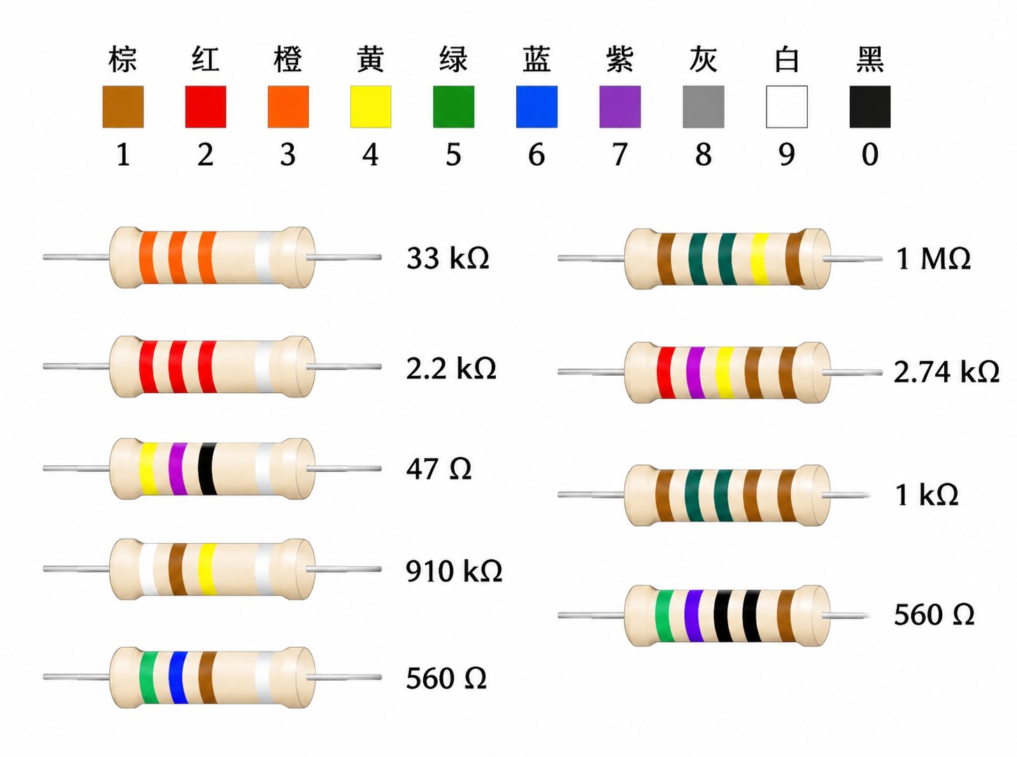 4 band color-code · 5% accuracy — 1W ~ 5W full power coverage