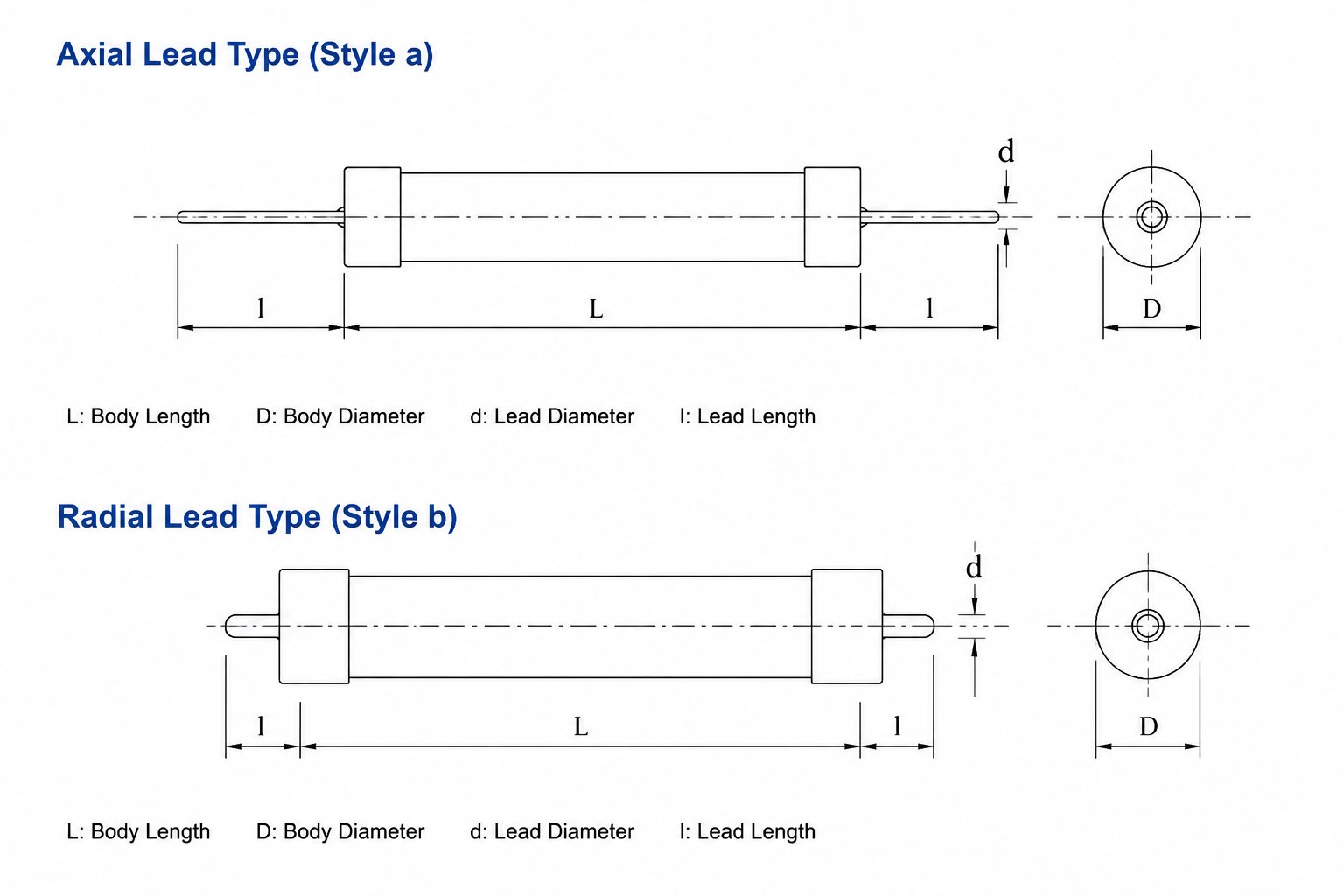 High-Power Glaze-Film Composite High-Voltage Resistor High-Power Synthetic Glaze-Film High-Voltage Resistor — dimensions illustration