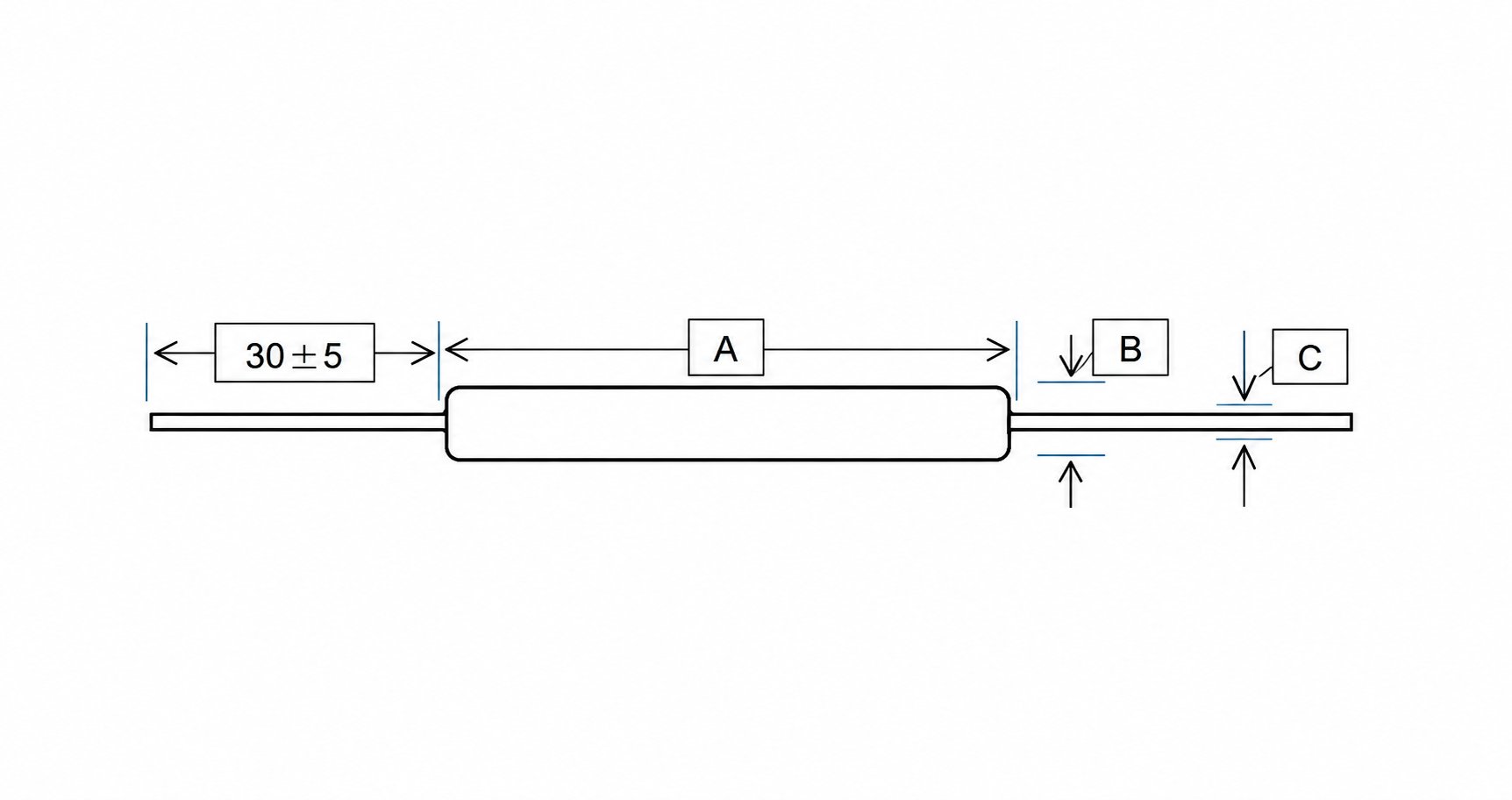Non-Inductive High-Voltage Thick-Film Resistor HVR80A Cylindrical Thick-Film Non-Inductive High-Voltage Resistor — dimensions illustration