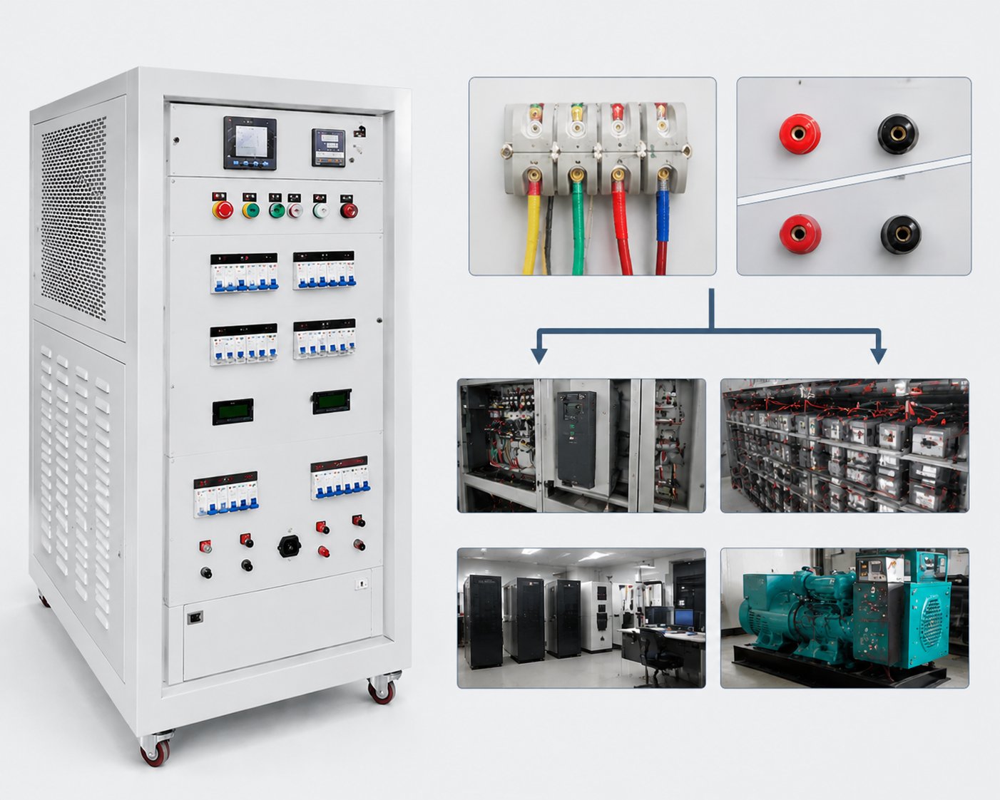 three-phase adjustable · AC/DCadjustable — single unit covers multiple test scenarios