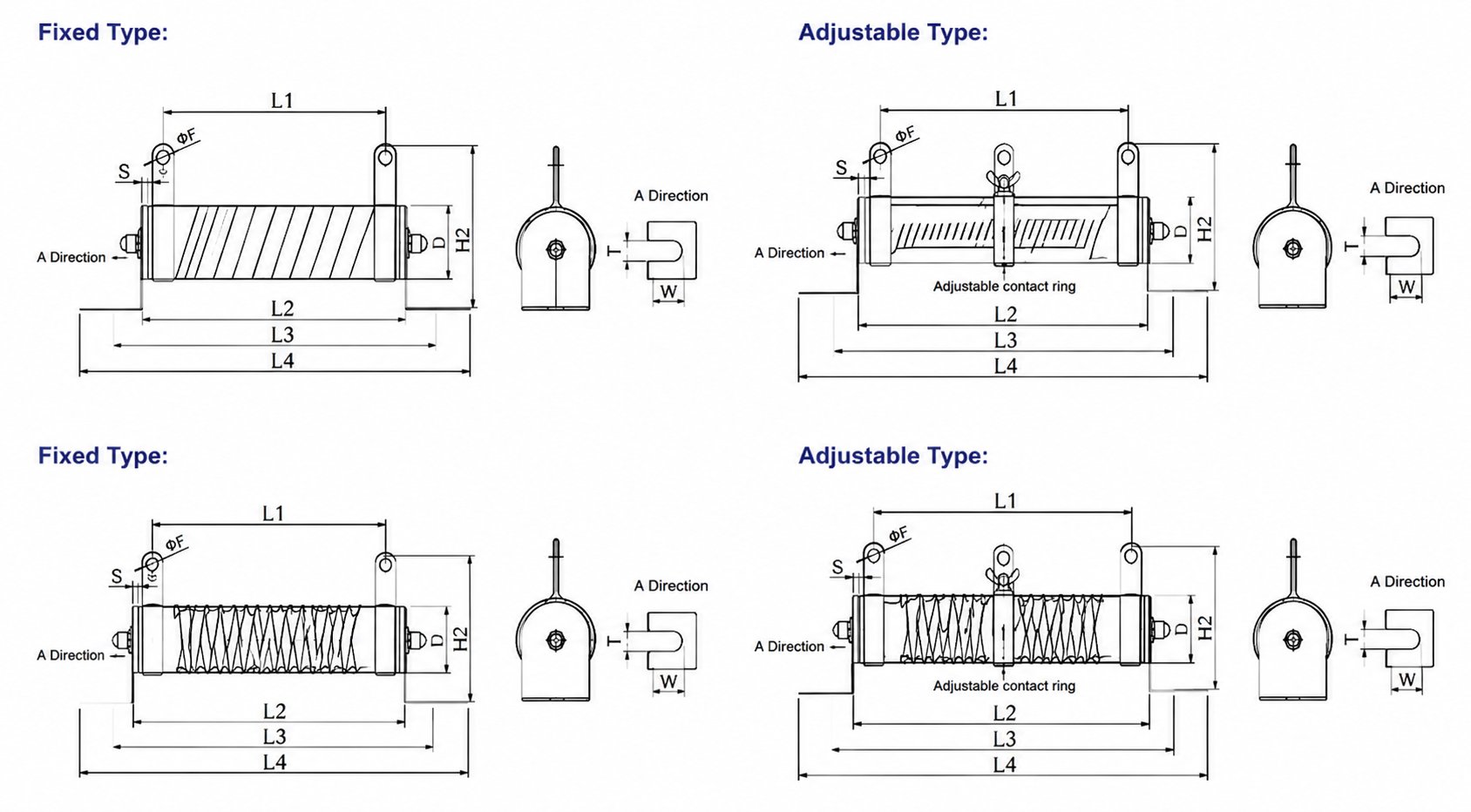 High-Power wirewound resistors HPR High-Power wirewound resistors — dimensions illustration